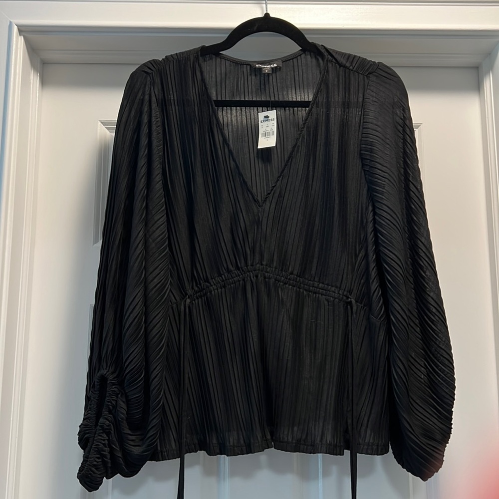 Black express blouse top with ties NEW